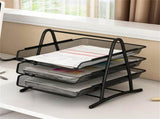 Office Desk Document Tray Mesh Bracket Paper Letter Shelf Holder Black Metal for Home Study School 3 V1294-YM0716-3117220109812
