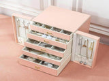 Light Blue Elegant 5-Layer Large Capacity Jewelry Storage Box with Dual Opening Doors - Perfect for V888-ELOSUNG13846