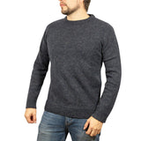 100% SHETLAND RAGG WOOL CREW Round Neck Knit JUMPER Pullover Mens Sweater Knitted - Navy - XL V563-SW-CN-DNM45-XL
