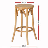 Artiss Bar Stools Set of 3 Kitchen Wooden Bar Stool Dining Chair 65cm BA-L-RA-B13-NAX3