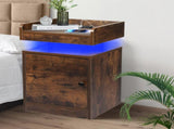 Levede Bedside Table USB Charger Outlet RGB Oak NI1049-OA