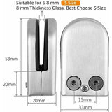 4 Pcs Glass Clamp Bracket Stainless Steel Glass Clips Clamps Adjustable Glass Brackets Flat Back V1237-MS-626-065