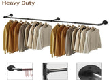 Industrial Iron Pipe Clothes Rail Vintage Wall Shelf V178-66745