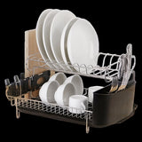 Dish Drying Rack Drainer Cup Plate Holder Cutlery Tray Kitchen Organiser V63-839321