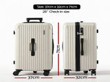 Wanderlite 28" Trunk Luggage Suitcase Travel 5 Wheels Type-C Port TSA Smoky White LUG-ABS-TRUK-28-SW
