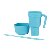 2 In 1 Snack Drink Cup with Straw Large Opening Plastic Beverage Cup Top Snack Bowl for Movie V1294-YM0901-3118230165612