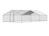Metal Chicken Coop 9.8x19.6x6.5 ft Walk-in Chicken Run with Cover Spire Roof V952-JSJS362MJDDM8VS9P001V0
