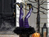 Halloween Witch Legs Yard Stake, 3D Windproof Outdoor Lawn Garden Decor With Metal Stake, 15 Inch, V1369-AZ3-W-15093