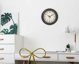 35 cm Classic Country-Style Wall Clock, Silent Analog Quartz Movement, Antique Black and Bronze V1188-MS-731-042