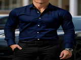 Men'S Formal Shirt Slim Fit Dress Shirt Long Sleeve Shirt Printed Shirt - Khaki - Size L V1106-M-APP-81125-KHAK-LAULEU50