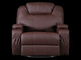 Brown Massage Sofa Chair Recliner 360 Degree Swivel PU Leather Lounge 8 Point Heated V63-834001
