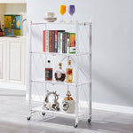 SOGA 2X 4 Tier Steel White Foldable Kitchen Cart Multi-Functional Shelves Portable Storage Organizer KITCHENXY002WHTX2