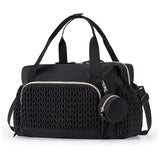 Black Large Quilted Diaper Bag Tote - Multi-functional Travel Baby Bag with Changing Pad and V888-ELOSUNG18406