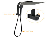Matt Black 2in1 Set 16" Large Shower Head 3 Modes Handheld Gooseneck Arm Twin Taps Set V1233-A702BHS002M4CBKSS116BCPF0272BK