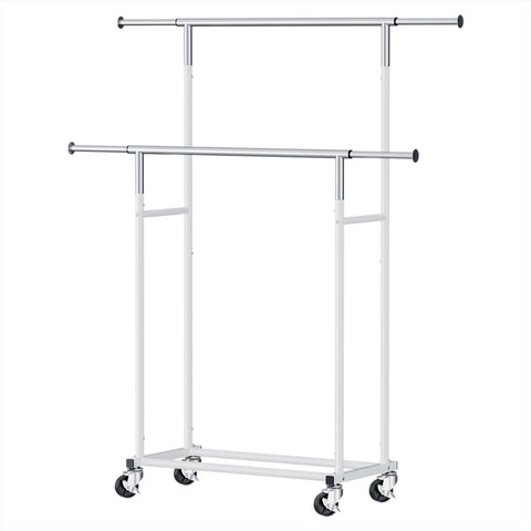 Artiss Clothes Rack Double Rod Airer Rail Coat Stand Adjustable Hanger HANGER-149H-D-SI