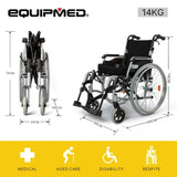 EQUIPMED 24 Inch Portable Folding Wheelchair 24" Mobility Wheel Chair Alloy, Senior Elderly Aid V219-AGCWCREMQA06Q