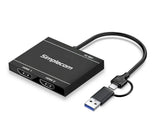 Simplecom DA327 USB 3.0 or USB-C to Dual HDMI Display Adapter for 2x 1080p Extended Screens V1202-V2-HXSI-DA327