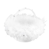 White Flower Girl Basket Petal Beads Decoration Handheld Bridesmaid Scattering Wedding Basket V1294-YM0706-3115230069611
