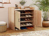 Levede 5 Tier Shoe Cabinet Wooden Double Door Storage Rack Organiser Entryway EA0286-OA-AU