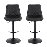 Artiss 2x Bar Stools Kitchen Swivel Gas Lift Counter Chair Diamond Leather Black BA-K-799G-BKX2