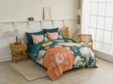 Teal Terracotta Dahlia Bloom Comforter Quilted Doona Set V745-AB011142AJ3