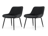 Artiss 2x Dining Chairs Retro PU Leather Kitchen Lounge Cafe Accent Chair Black DINC-K-2602-BKX2