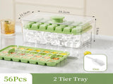 Ice Cube Trays - Ice Cube Tray with Lid and Container - 56 Ice Cube Molds - 2 Containers and Ice V1259-DP01-BO-248
