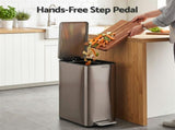 Cefito 15L Pedal Rubbish Bin Slim Carbon Steel Garbage Bin for Home Grey RB-15L-1C-GY