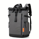 Roll-Top Backpack Travel Backpack Water-Resistant Backpack Unisex Backpack - White - Size M V1347-127-40736-WHT-M