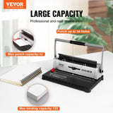Coil Spiral Binding Machine, Manual Book Maker 34-Holes Binding 120 Sheets, Punch Binder with V952-ZDJ20XQSSD34J0H4EV0