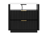 Artiss Bedside Table with Charging Station and 2 Drawers Black FUR-AE-BS-CHG-BK