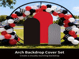 3PCS Arch Backdrop Cover Set, Black Red and Checkerboard, Includes 4 x 1.65, 5 x 2.1, 6 x 2.6 V1192-AZ-W-18452