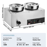 VEVOR Commercial Soup Warmer Soup Station with 2*7.4Qt Pot Soup Kettle Warmer V952-BW2274QT1200WGG9TV3