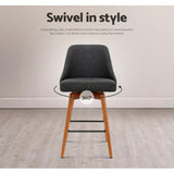 Artiss 4x Bar Stools Swivel Seat Wooden Charcoal BA-TW-8125-CHX4