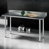 Cefito Stainless Steel Kitchen Bench w/ Splashback 1500x600MM 430 SSKB-430S-59H