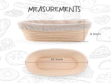 2 Pack Oval Sourdough Proofing Basket Set with Linen Liner, Natural Rattan Bread Fermentation Bowl V1107-CS-HBTLD