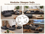 Artiss Modular Sectional Sofa Bed U-Shape 4-Seater Couch Chaise Ottoman Corduroy SB-C-CDF-L-GY-AB