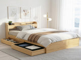 Artiss King Single Bed Frame with 2 Drawers Platform Bed with Headboard Bed Base with USB Ports WBED-F-AURA-KS-WD-AB