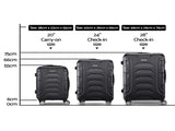 Wanderlite 3Set 20-24-28 Inch with TSA Lock Spinner Carry On Hard Shell Travel Suitcase LUG-ABS-BOS-3SET-BK