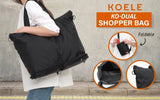 Shopper Bag Tote Bag Foldable Travel Laptop Grocery Nylon KO-DUAL BLACK V274-GM-KOEBAG-SHOP-BK