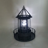 LED Solar Powered Lighthouse, 360 Degree Rotating Lamp Courtyard Decoration Waterproof Garden Smoke V1369-AZ3-W-07219