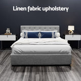 Artiss Bed Frame Queen Size Gas Lift Grey VILA BFRAME-E-VILA-Q-GY-AB