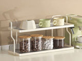 Countertop Shelf Organizer Carbon Steel 2 Tier Multifunctional Kitchen Spice Rack for Bedroom V1294-YM0710-3117230286611