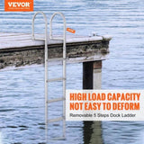 Dock Ladder, Removable 5 Steps, 227 kgs Load Capacity, Aluminum Alloy Pontoon Boat Ladder with 3.1'' V952-MTZTCXSJFHXJDR9U9V0