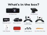 4K 3 Channel Dash Cam with 5G WiFi, Front, Rear, and Inside Recording, Free 64GB SD Card LSB-59117