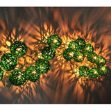1 Set of Green 5cm Rattan Cane 50 Ball Battery Powered LONG 5m String Lights Christmas Gift Home V382-GREENRATTBALLBATT50