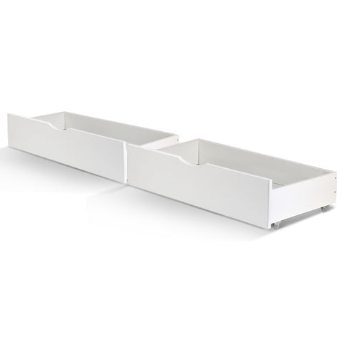 Artiss 2x Bed Frame Storage Drawers Trundle White WBED-D-DRAW03-WHX2