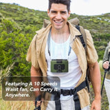 20000mAh Outdoor Portable Waist Fan Hanging Neck Fan Strong Wind with Power Bank LED Lighting for V413-20K-FAN-GREEN