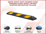 90cm Heavy Duty Rubber Curb Parking Guide Wheel Driveway Stopper Reflective Yellow V63-826021