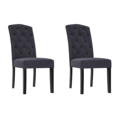 Artiss Dining Chairs Set of 2 Linen Parsons Chair Dark Grey UPHO-C-DIN-1026-GYX2